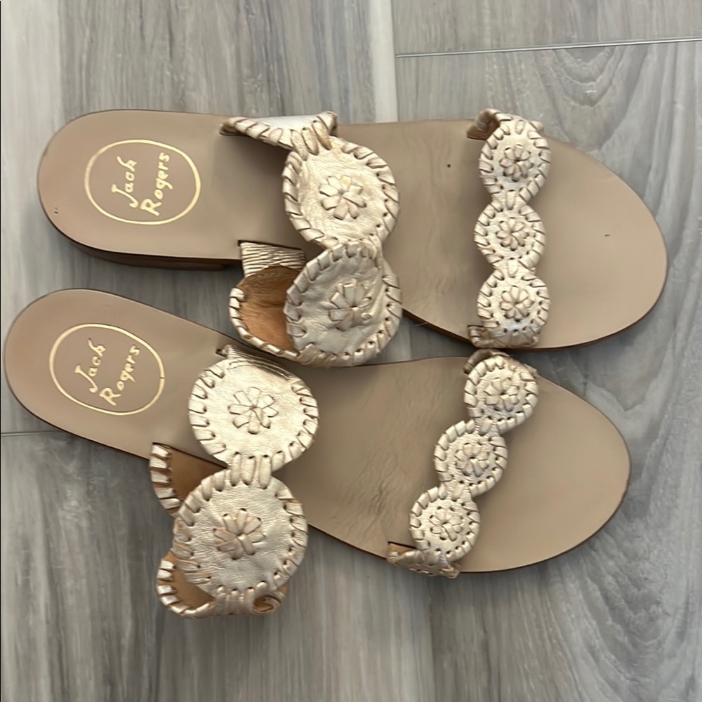 Jack Rogers Gold Sandals with Elegant Embellishments